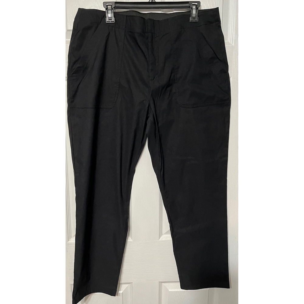 Eddie Bauer Horizon Straight Ankle‎ Pants Womens Size 16 Black Stretch